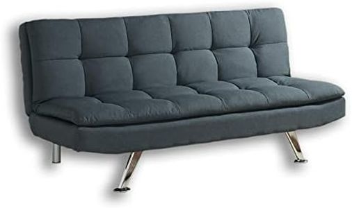 Home Detail Modern Fabric 3 Seat Sofa Bed with Chrome Legs in Choice of Five Stylish Colours (Charcoal)