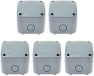 SuperInk 5 Pack Dustproof Electrical Junction Box Connector 5 Pole Waterproof Enclosure Case fit 20mm Cable Gland for Outdoor Use (86x74x62mm) IP66 Rated