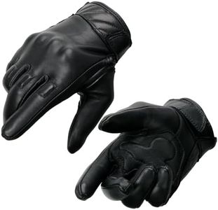 Milwaukee Leather MG7521 Men's Black Leather Gloves with Gel Palm and Knuckle Protectors - Medium