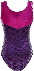 KEOYA Girls Gymnastics Mermaid Leotard One-Piece Ballet Unitard Color Sparkle Ballet Dancewear Gymnastics Leotard Dance Outfit for Kids 9-10 Years