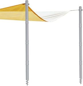 Shade Sail Poles 12 FT, Heavy Duty Sun Sail Poles for Sun Shades Outdoor, with Adjustable D-Clamps, 2.36" Diameter Screw-in Shade Sail Pole Kit for Outdoor, Garden, Backyard, 2 Packs