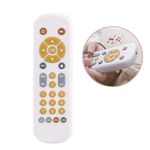 Nueplay Baby TV Remote Control Toy with Light and Sound, Toddler Realistic Controller with 3 Languages, Early Educational Learning Musical Toys (White Remote)