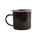 The Home Fusion Company Traditional Black Enamel 12oz Mug Cup Metal Tin Camping Army Style Travelling