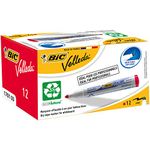 Bic Velleda 1701 Ecolutions Whiteboard Pens, Red - Box of 12 - Dry Erase Pens for Whiteboards in School or office