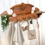 Coat Hanger Wall Mount with Shelf - Gorgeous 24" Farmhouse Coat Rack Wall Mount with Shelf with Hooks for Entryway - Wall Mounted Coat Rack for Wall Hanging Coats, Jackets, Purses, Keys (Brown)