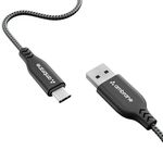 Ambrane Type C Cable 3A Fast Charging 1M Braided Cable for Iphone Smartphones, Tablets, Laptops & other Type C devices, 480Mbps Data Sync, Quick Charge 3.0 (RCT 10, Black)