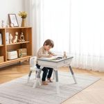 R for Rabbit Little Genius Woodland Baby Study Table & Chair Set for 3-7 Years Kids with Storage Box, Height Adjustment Plug & Play Installation Desk Set Upto 50kgs Weight Capacity (Grey)