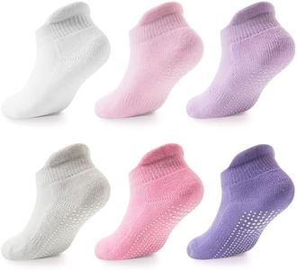 LA ACTIVE Non Slip Grip Ankle Boys and Girls Socks with Non Skid for Babies Toddlers and Kids Back to School