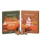 Folkulture Fall Incense Cones Scented, Set of 2 Inscents-Cones (30 Cones), Natural Fragrances - Vanilla & Cinnamon, Insence Cones for Relaxation, Aromatherapy, Fall Scent Incense