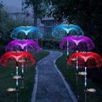 ELE ESPIRIT Solar Garden Lights New Upgraded Solar Outdoor Lights Waterproof 7 Color Changing Double Jellyfish and Star Flower Lights for Christmas Yard Garden, Gifts (Solar Jellyfish Garden LED)