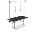 VEVOR Pet Grooming Table Two Arms with Clamp, 46'' Dog Grooming Station, Foldable Pets Grooming Stand for Medium and Small Dogs, Free No Sit Haunch Holder with Grooming Loop, Bearing 330lbs