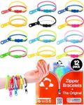 UpBrands 12 Pack Bi-color 6 1/2-Inch Zipper Bracelets | Trendy Fidget Accessory, Dual-Tone Design, Ideal for Kids & Adults, Sensory Relief, Party Favor & Classroom Reward