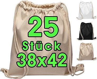 Bolsa de gimnasia de algodón 25 piezas Bolsa deportiva de 38 x 42 cm - bolsa de algodón, bolsa de yute OEKO-TEX® bolsa de tela certificada bolsa de compras Gym Sac Sack para pintura (naturaleza)