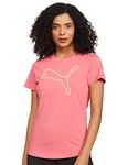 Puma Women's Solid Regular Fit T-Shirt (84789603_Sun Kissed Coral XS)