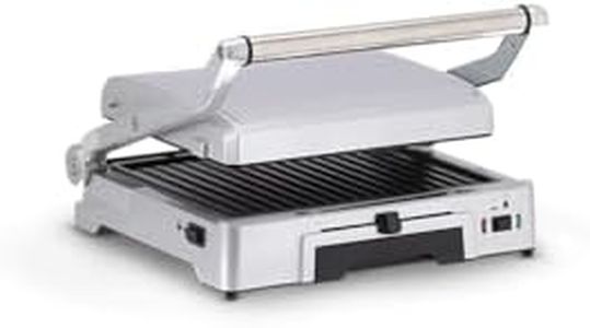 SEVERIN Parrilla grill de contacto para carne y sándwiches, sandwichera grill antiadherente para asar sin grasa, plancha grill de 1800 W, acero inoxidable y plateado, KG 2392