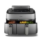Philips Air Fryer 5000 Series Dual Basket with Steam – 9L Capacity, RapidAir Plus Technology for Juicy Chicken, Crusty Bread, 19 Cooking Programs, Steam Clean Function (NA555/09)