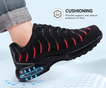 LARNMERN Steel Toe Safety Trainers, Red – Men’s Size 9 UK