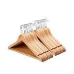 Straame - Strong Brown Premium Wooden Coat Hangers - Made with Natural Wood and Non-Slip Trouser Coat Jacket Hangers Pants Bar - Extra Smooth Finish - Strong Shoulder Notches (Pack of 20)