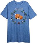 Minecraft Fox Crew Neck Short Sleeve Blue Heather Women's Night Shirt -Medium