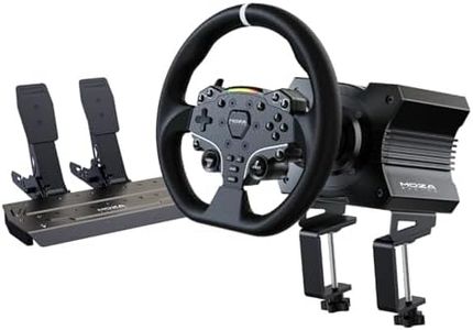 MOZA R5 Wheel and Pedals Kit Racing Simulator 5.5Nm Direct Drive Wheelbase,Unbeatable Rigid & Durable 11-Inch ES Racing Wheel SR-P Lite Dual Pedal and Desk Clamp All-in-One
