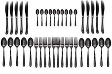 STAR WORK-Stainless Steel Black Flatware, Tableware Cutlery Set Include Knife/Fork/Spoon Utensils for Dinner and Tea, Dishwasher Safe (Pack of 40)