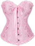 HNGHOU Women's Plus Size Corset Bustier Lace Up Overbust Bustier Lingerie Bodyshaper Tops, Pink, 3X-Large