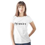 Hangout Hub Women's Round Neck T-shirt FRIENDS (White;Medium (36) ;) Pack of 1 Couple T-shirt