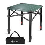 VILLEY Camping Table Folding, Small Lightweight Roll Up Aluminum Camp Table with Carry Bag, Adjustable Height Portable Outdoor Table for Picnic, Beach, Hiking, Fishing
