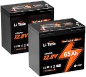 LiTime 2Pack 12V 65Ah LiFePO4 Battery, Group 22NF Wheelchair Lithium Battery with Low-Temp Protection, Built-in 65A BMS, 832Wh Energy for Electric Wheelchair, Mobility Scooter, Trolling Motor, Camping