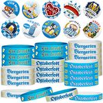 60 Pieces Oktoberfest Party Decorations Set Including 30 Pieces Blue and White Rubber Bracelets and 30 Pieces Oktoberfest Pins Badges for Oktoberfest Bavarian Beer Festival Party Favors Supplies