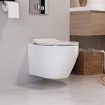 Wall Mounted Toilet with Cistern, DeerValley in-Wall Toilet Combo Set and Carrier System, Wall Hung Toilet 1.6 GPF/1.1 GPF Double Flat Wall Toilet with Soft Closed Seat (White, DV-1F0069-CF)