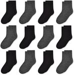 Boys Girls Socks, Crew Socks for Toddler Kids Children(1-2 Years), 12 Pairs Athletic Casual Mid Cut Socks