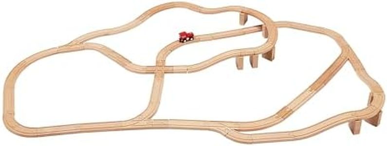 Amazon Basics 65-Piece Wooden Train Railway Construction Kit