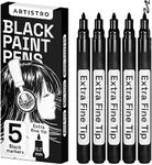 ARTISTRO 5 White Black Acrylic Paint Pens, Acrylic Paint Markers Tip, Fabric Markers for Textile, Canvas, Rock, Glass, Wood, Paper, DYI, Paint Markers for Kids and Adults