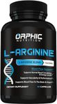 ORPHIC NUTRITION Extra Strength L Arginine - Nitric Oxide Supplement to Support Muscle Health, Exercise Performance and Endurance, Vascularity, Heart Health, Energy Levels* - 60 Caps