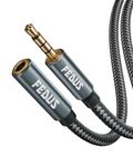 FEDUS 3.5 Mm Male To Female Aux Extension Audio Cable With Microphone Nylon Braided 5Mtr Trrs 4 Pole Stereo Audio Extender Cord Aux Cable For Car,Aux Cable For Speakers,Earphone Headphone,Phone,Gray