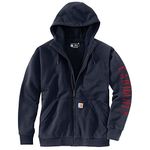 Carhartt Big and Tall Rain Defender Loose Fit Fleece-Lined Logo Graphic Sweatshirt, New Navy, Large