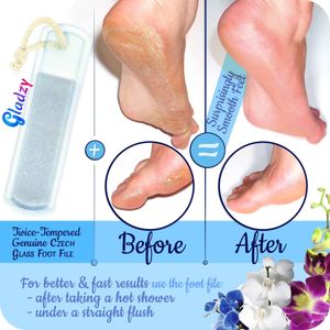 GLADZY Czech Glass Nail File Set – Dual Grit, Callus Remover, Cuticle Pusher