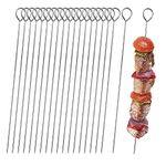 20pcs Kebab Skewers, 30cm Metal Barbeque Skewers Stainless Steel Reusable BBQ Grilling Kabob Skewer for Oven Grill Kabob Rotisserie Meat Vegetables