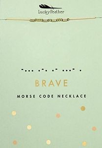 Lucky Feather Morse Code Secret Message Necklace - BRAVE - 14K Gold Dipped Best Friend Necklace