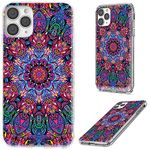 AKORAVO Designed for iPhone 12 Case,for iPhone 12 Pro Case,Slim Soft TPU 360 Full Protective Clear Phone Cover Cases with Art Design for iPhone 12/12 Pro 6.1 Inch,Vintage Red Green Blue Mandala