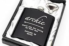 Engraved Hip Flask Gift Set, 6oz, Black/Silver, Personalized Design Options, Funnel Included (Arrow, 6oz Black)