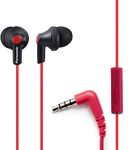 Panasonic ErgoFit RP-TCM125-KB Earbud Headphones with Microphone and Call Control Compatible with iPhone, Android and BlackBerry - In-Ear (Matte Black/Red), S/M/L Included