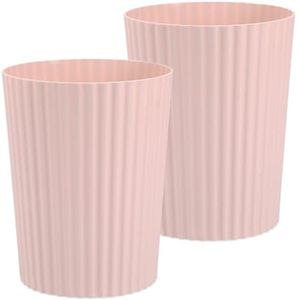 JiatuA Small Trash Can Plastic Wastebasket Round Garbage Container Bin for Bathroom, Kitchen, Bedroom, Home Office, College Dorm, Pink 2 Pack