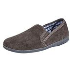 Sleepers Mens Memory Foam Carpet Slippers With Checked Textile Lining Brown 14 UK