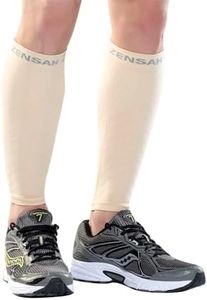 Zensah Running Leg Compression Sleeves - Shin Splint, Calf Compression Sleeve Men and Women (Beige, Small/Medium)