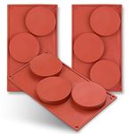 homEdge 3-Cavity Disc Shape Silicone Mold, 3 Packs Disc Cake, Gustard, Resin Coaster, Tart, Handmade Soap Molds-Brown