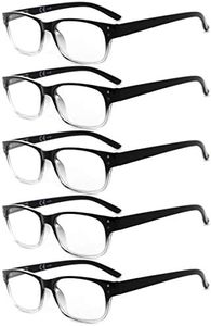 Eyekepper 5-Pack Spring Hinges Vintage Reading Glasses Readers Black/Clear +1.25