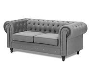 Home Detail Velvet Fabric 2 or 3 Seat Sofa Modern Chesterfield Upholstered Settee Set (2 Seat Sofa Only, Grey)