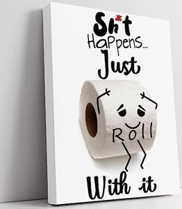 Biufo Wall Art for Bathroom Inspirational Quotes Wall Decor Black White Canvas Print Picture for Restroom (12"x16")